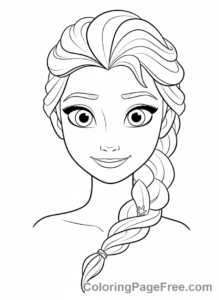 Elsa coloring page - Elsa smiling close-up