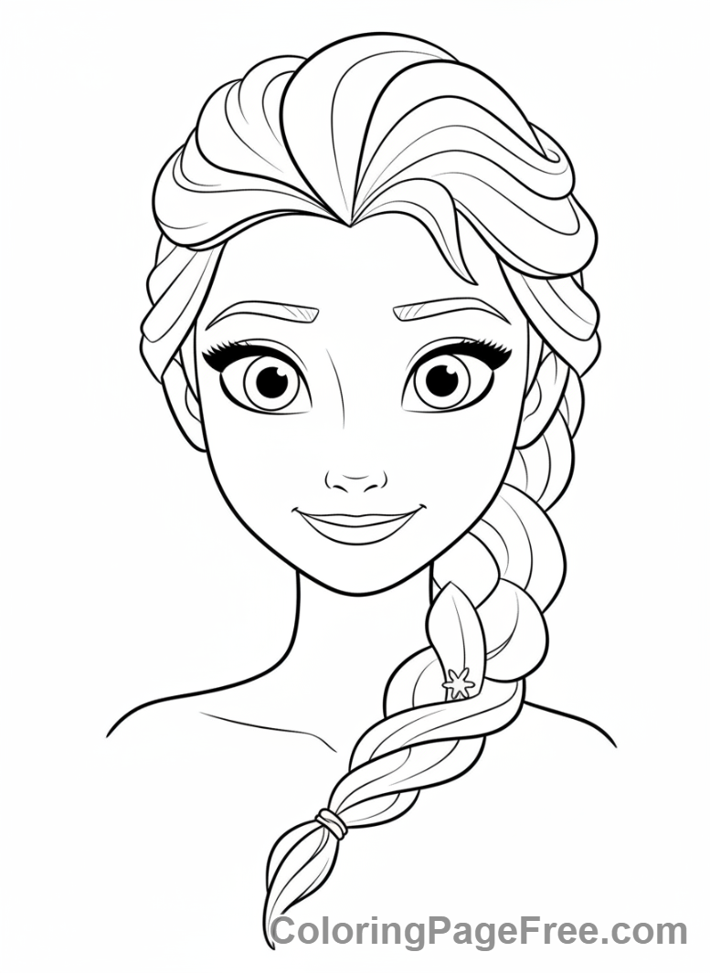 Elsa coloring page - Elsa smiling close-up