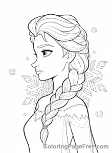 Elsa coloring page - Elsa thoughtful profile