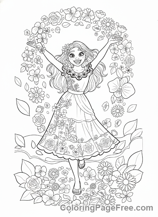 Encanto coloring page - Isabela flower power