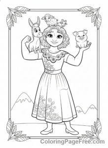 Encanto coloring page - Luisa strong animals