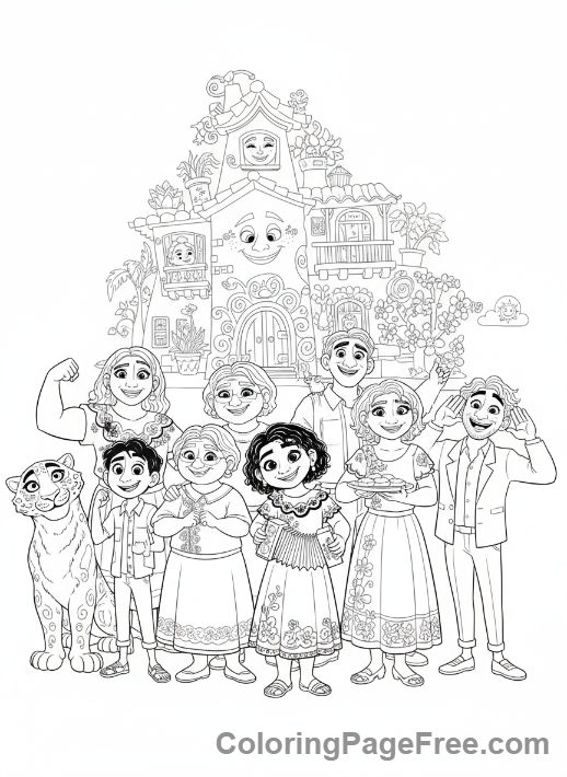 Encanto coloring page - Madrigal family group