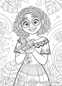 Encanto coloring page - Mirabel butterfly close-up