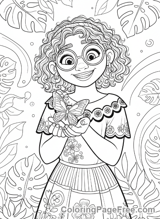 Encanto coloring page - Mirabel butterfly close-up