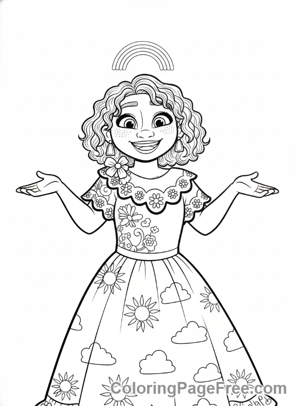 Encanto coloring page - Pepa rainbow happy