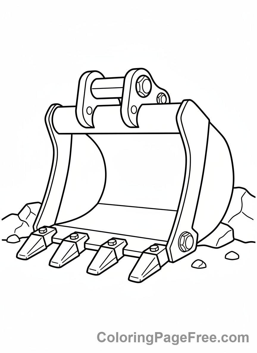 Excavator coloring page - Excavator bucket close-up