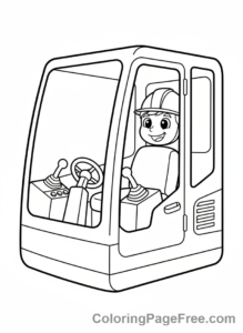 Excavator coloring page - Excavator cabin close-up