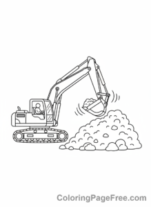 Excavator coloring page - Excavator digging earth