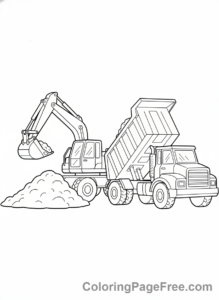 Excavator coloring page - Excavator dump truck