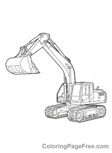 Excavator coloring page - Excavator lifting dirt