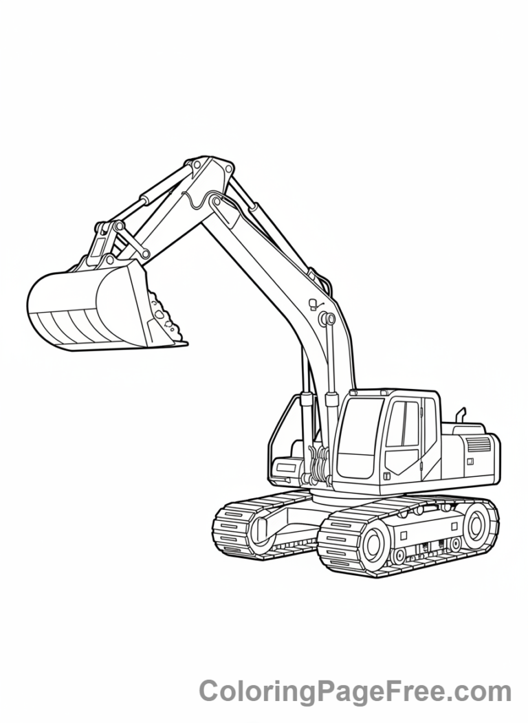 Excavator coloring page - Excavator lifting dirt