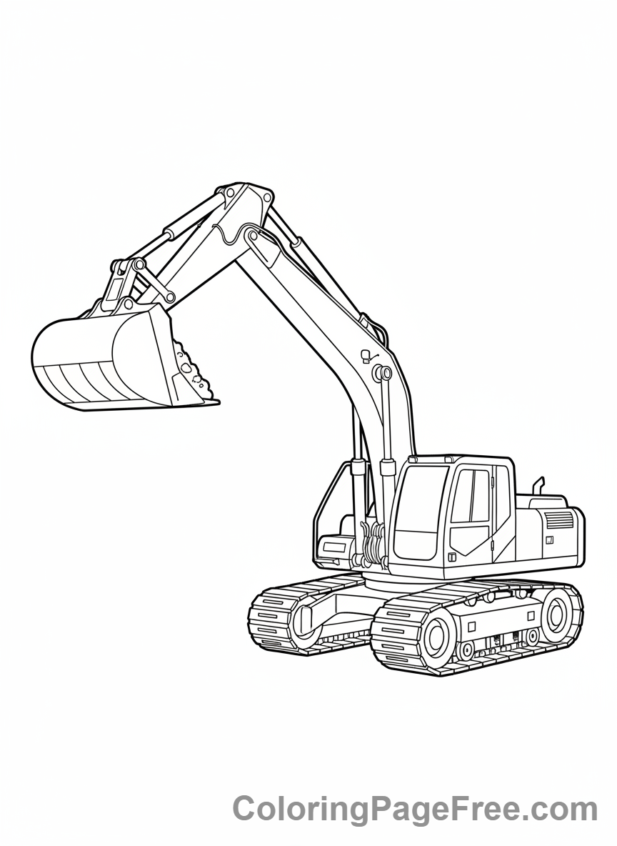 Excavator coloring page - Excavator lifting dirt
