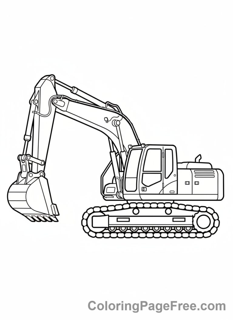 Excavator coloring page - Excavator standing still