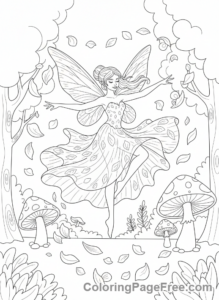 Fairy coloring page - Fairy dancing gracefully