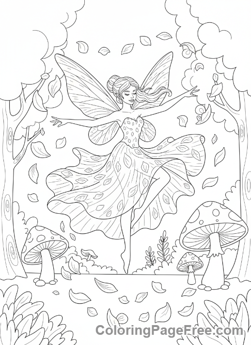 Fairy coloring page - Fairy dancing gracefully