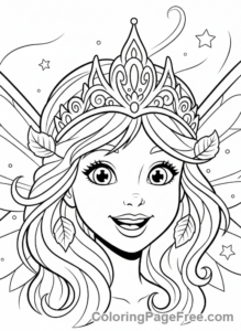 Fairy coloring page - Fairy face smiling
