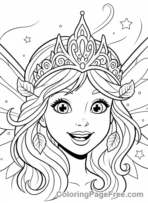 Fairy coloring page - Fairy face smiling