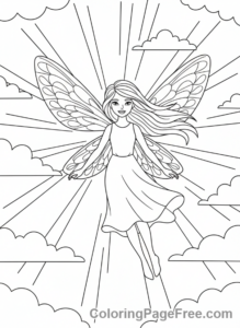 Fairy coloring page - Fairy flying high
