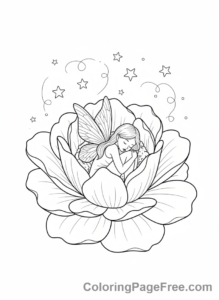 Fairy coloring page - Fairy sleeping peacefully