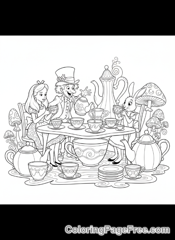 Fairytale Characters coloring page - Alice Mad Hatter