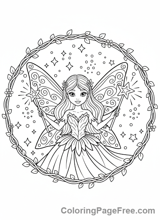 Fairytale Characters coloring page - Fairy magic wand