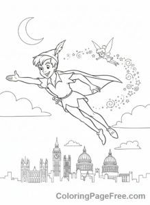 Fairytale Characters coloring page - Peter Pan flying