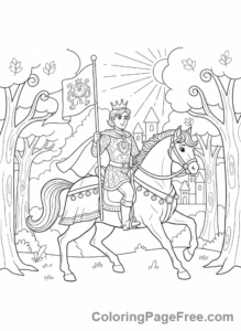 Fairytale Characters coloring page - Prince on horseback