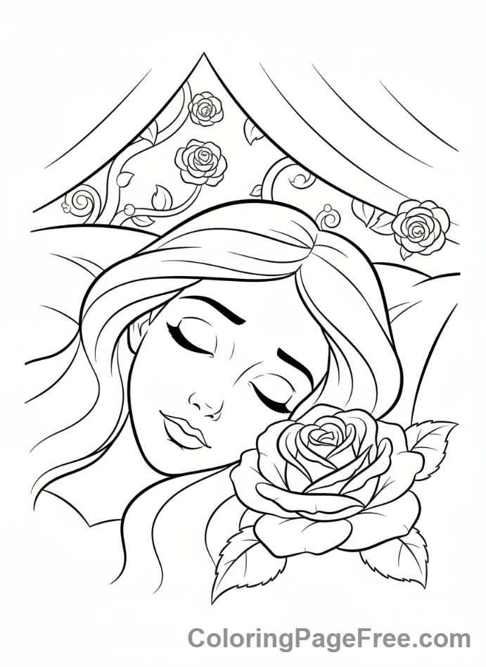 Fairytale Characters coloring page - Sleeping Beauty wakes