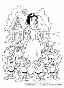 Fairytale Characters coloring page - Snow White dwarfs
