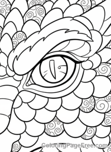 Fantasy coloring page - Dragon eye close-up