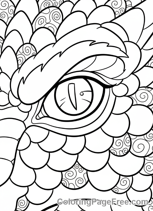 Fantasy coloring page - Dragon eye close-up