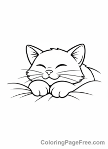 Farm Animals coloring page - Barn cat sleeping