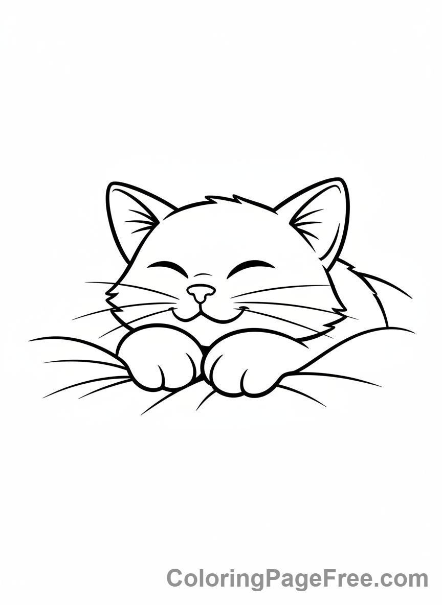 Farm Animals coloring page - Barn cat sleeping