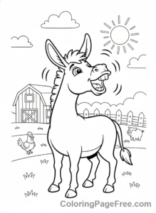 Farm Animals coloring page - Donkey braying farm