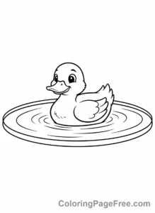 Farm Animals coloring page - Duck pond swimming