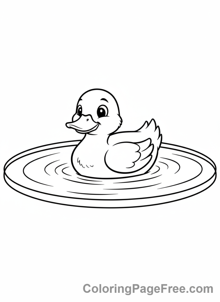 Farm Animals coloring page - Duck pond swimming