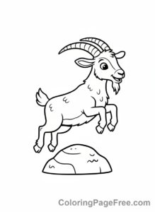 Farm Animals coloring page - Goat jumping hill