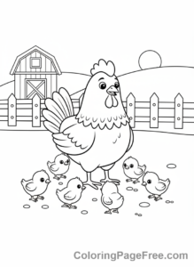 Farm Animals coloring page - Hen with chicks