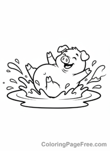 Farm Animals coloring page - Pig muddy rolling