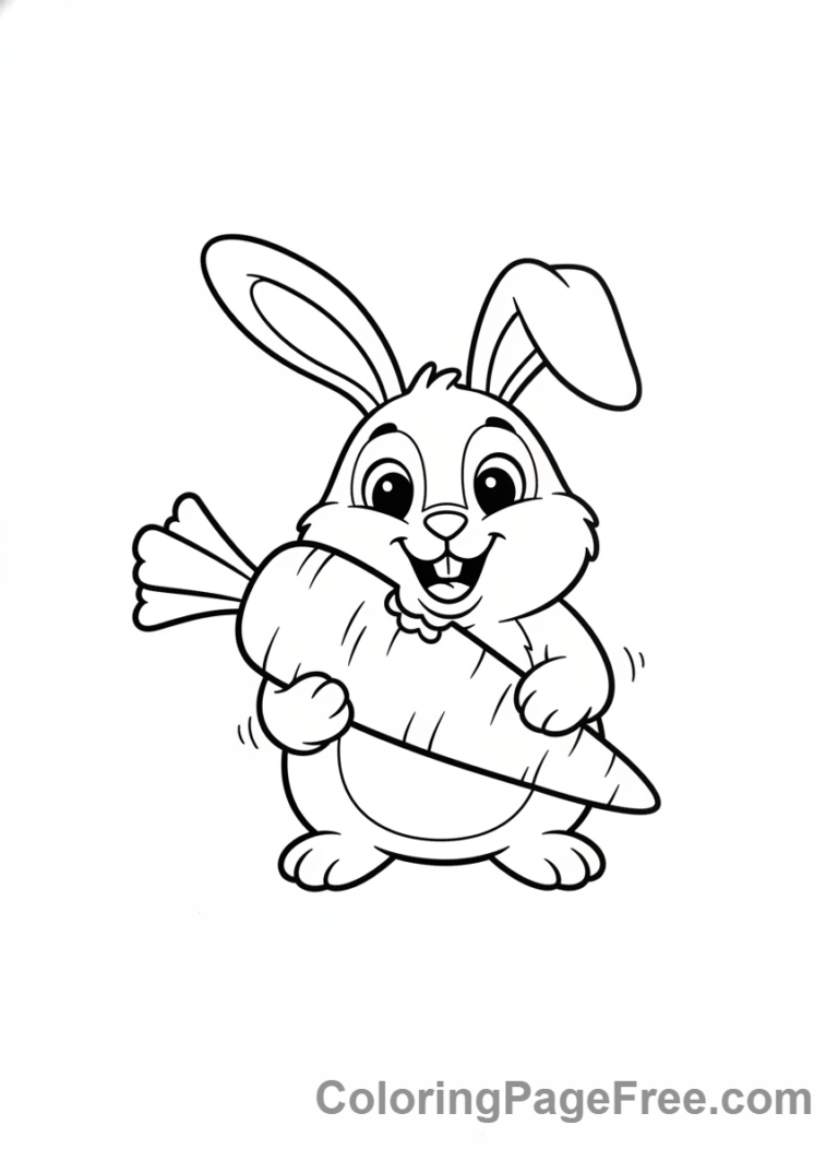Farm Animals coloring page - Rabbit eating carrot