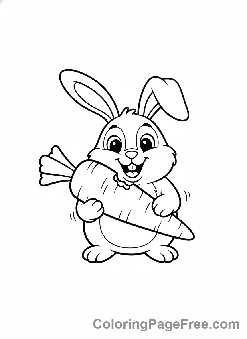 Farm Animals coloring page - Rabbit eating carrot
