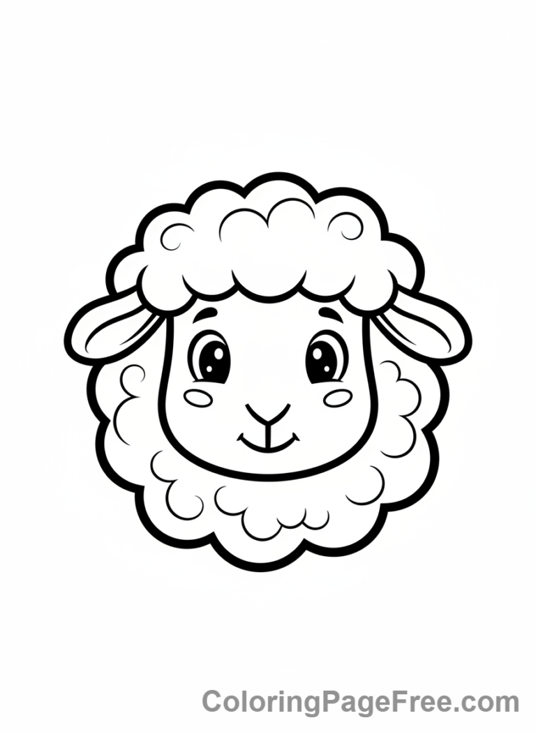 Farm Animals coloring page - Sheep fluffy close-up