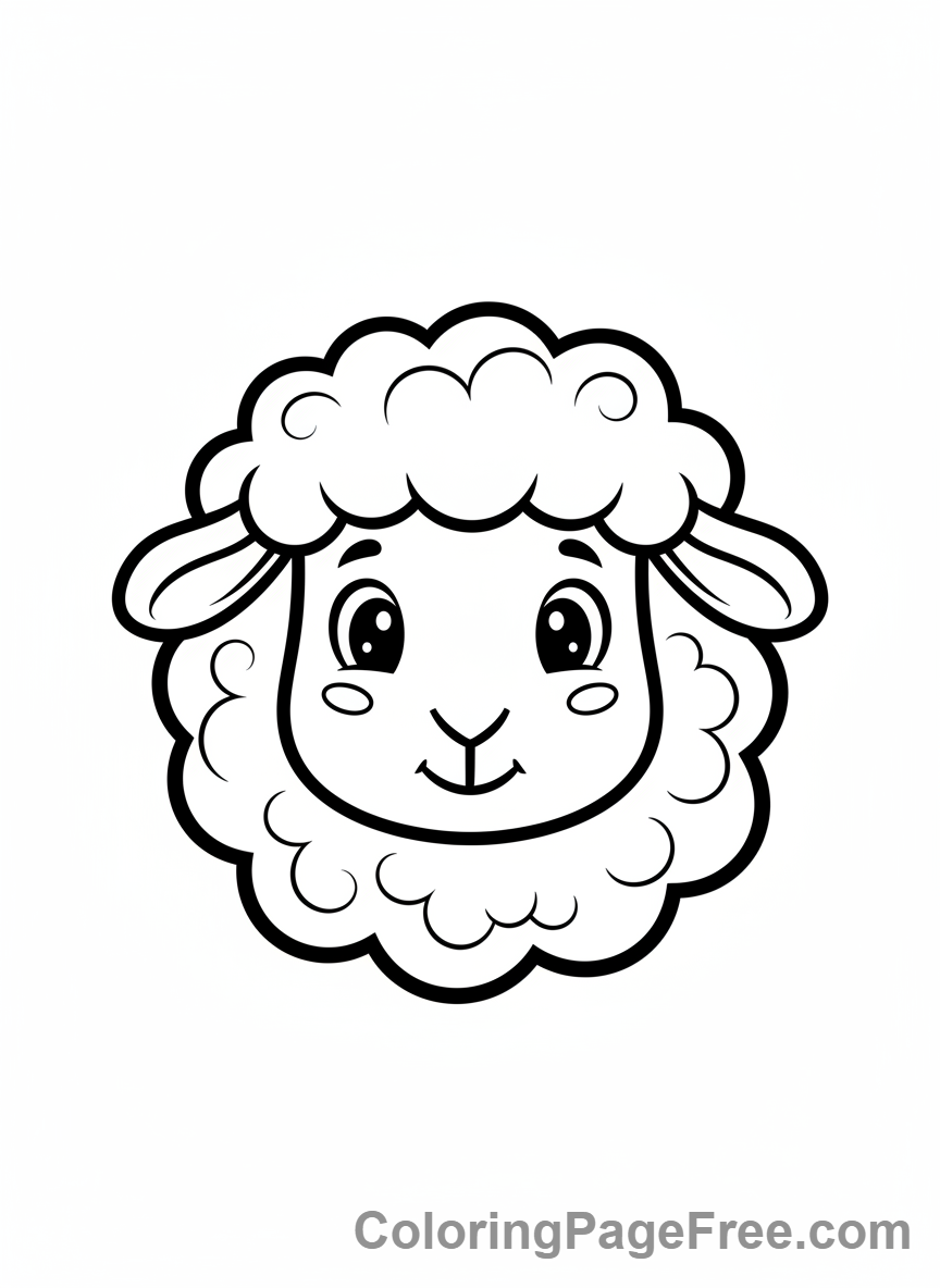 Farm Animals coloring page - Sheep fluffy close-up