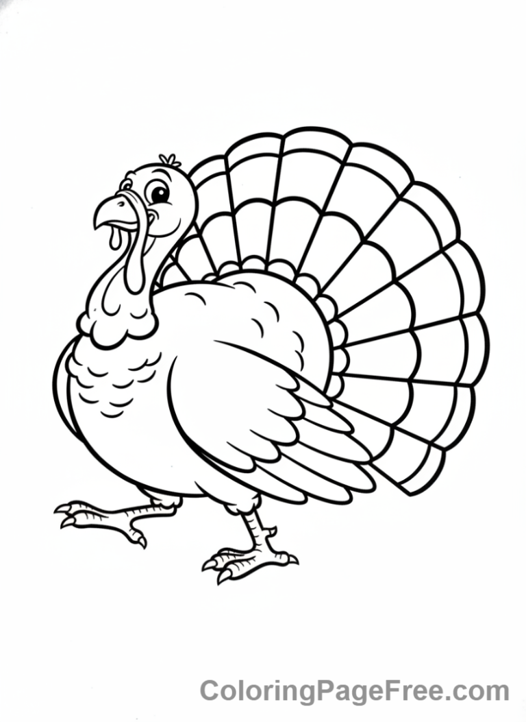 Farm Animals coloring page - Turkey strutting feathers