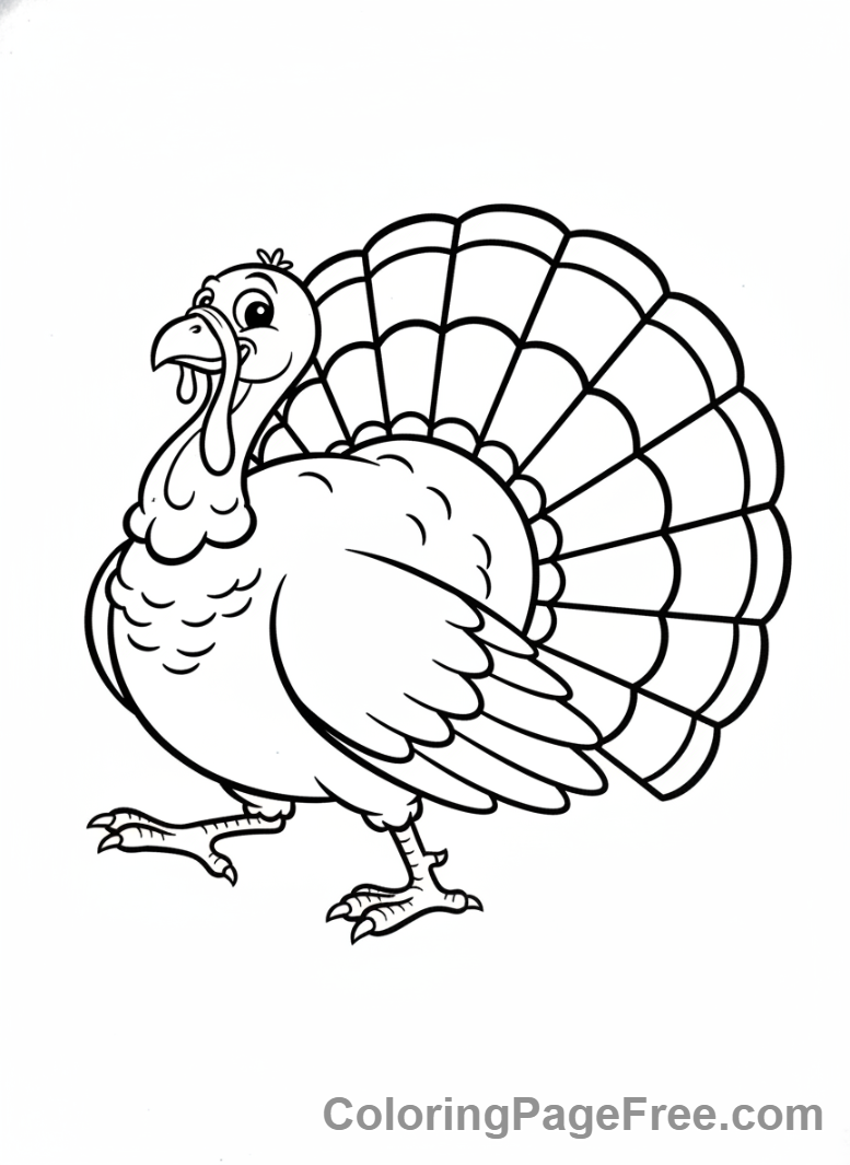 Farm Animals coloring page - Turkey strutting feathers