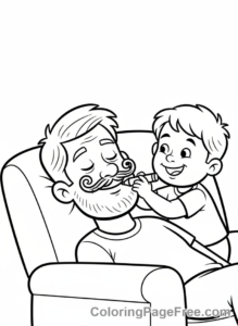 Fathers Day coloring page - Child draws dad