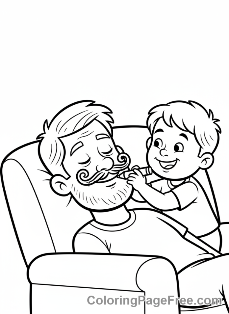 Fathers Day coloring page - Child draws dad