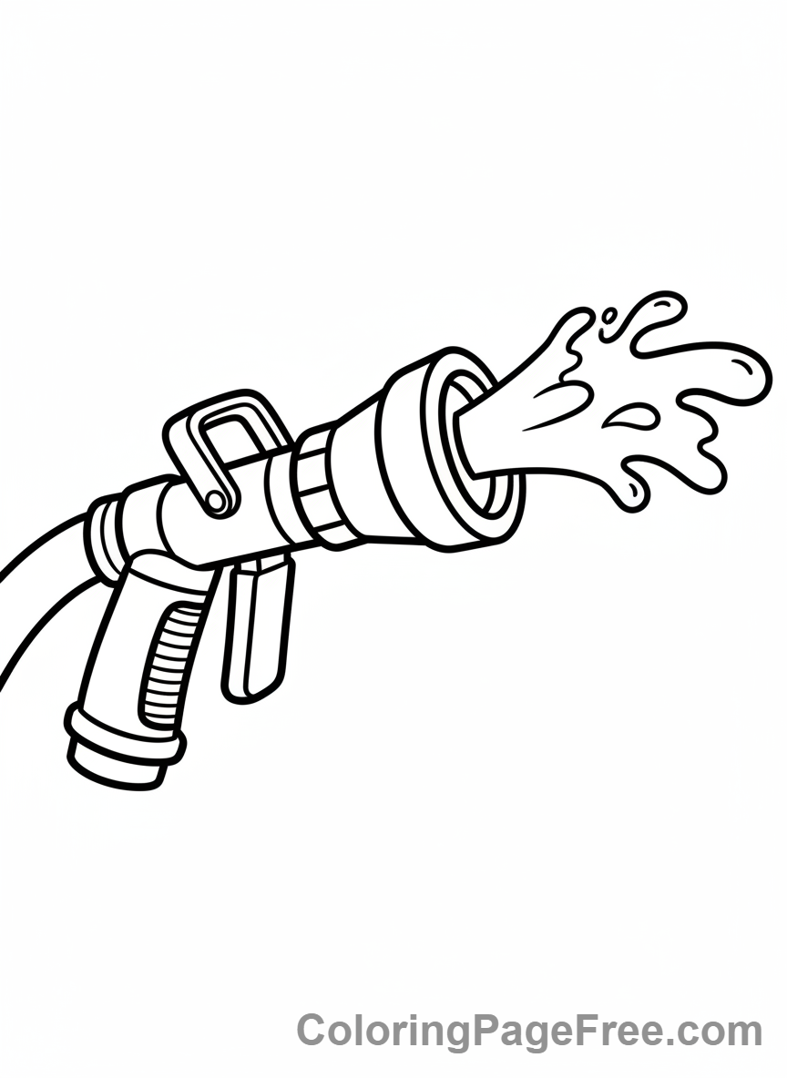 Fire truck hose nozzle coloring page