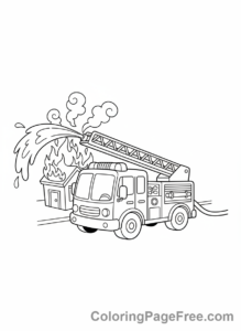 Fire Truck coloring page - Fire scene distant