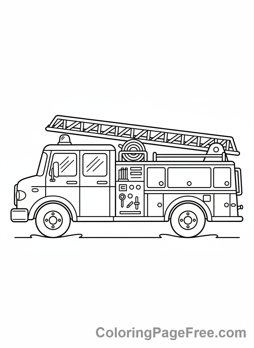 Fire Truck coloring page - Fire truck parked